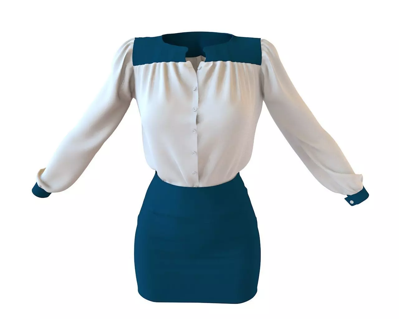 Stylish Designer Set of Chiffon Shirt and Yoke Skirt 3D model