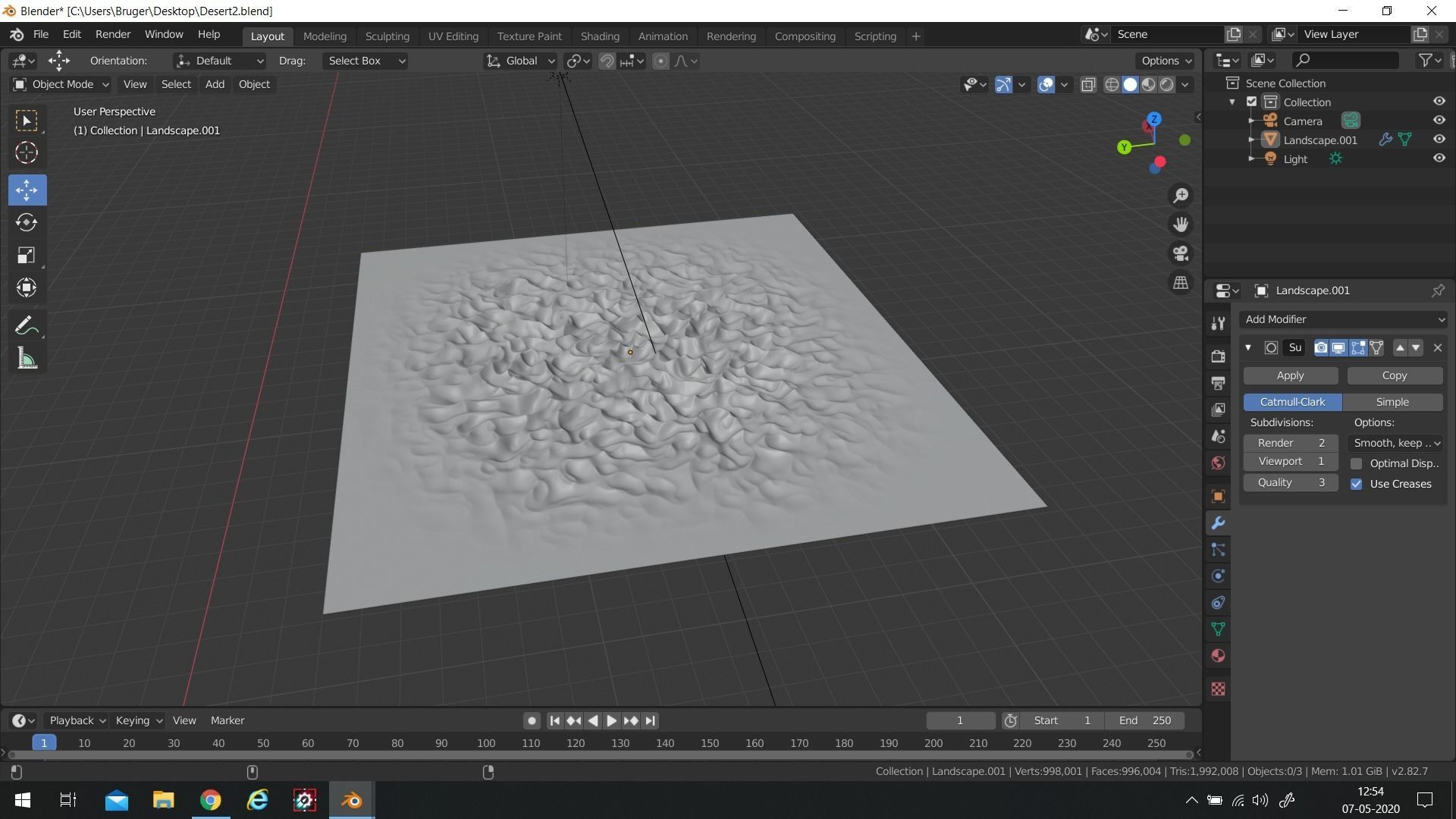 Desert sand dunes in 3D model_1