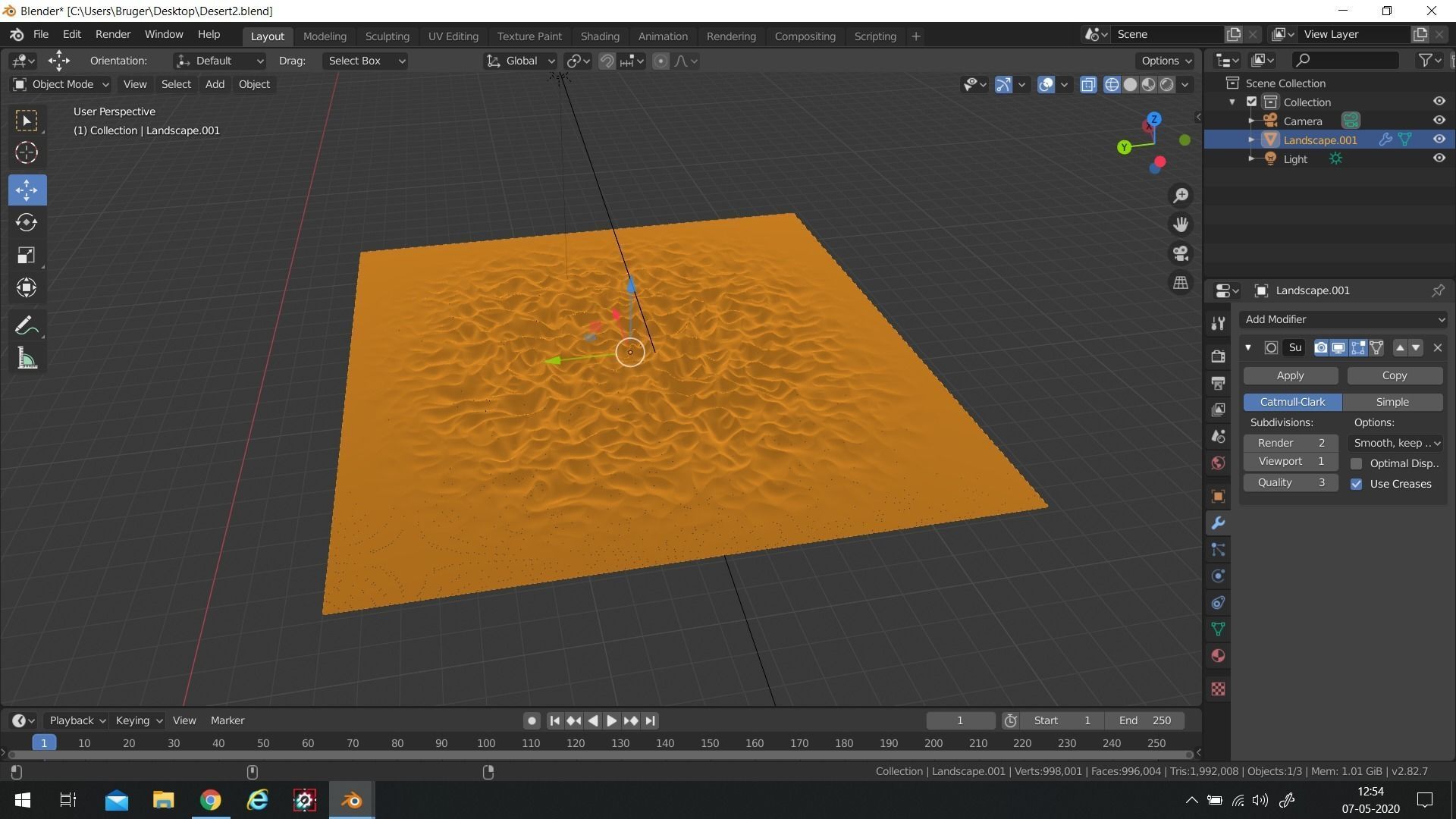 Desert sand dunes in 3D model_2