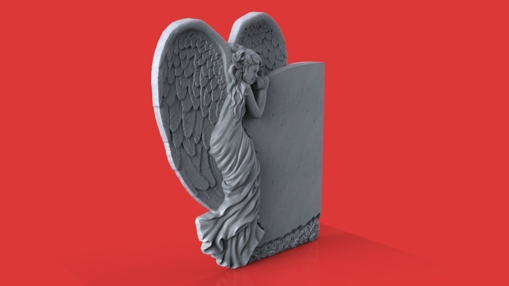 memorial tombstone with  angel 3D print model_2
