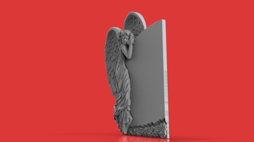 memorial tombstone with  angel 3D print model_1