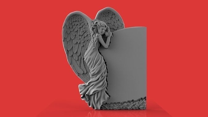 memorial tombstone with  angel 3D print model