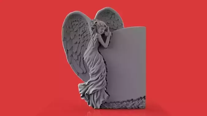 memorial tombstone with  angel 3D print model