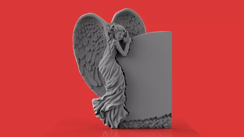 memorial tombstone with  angel 3D print model_0