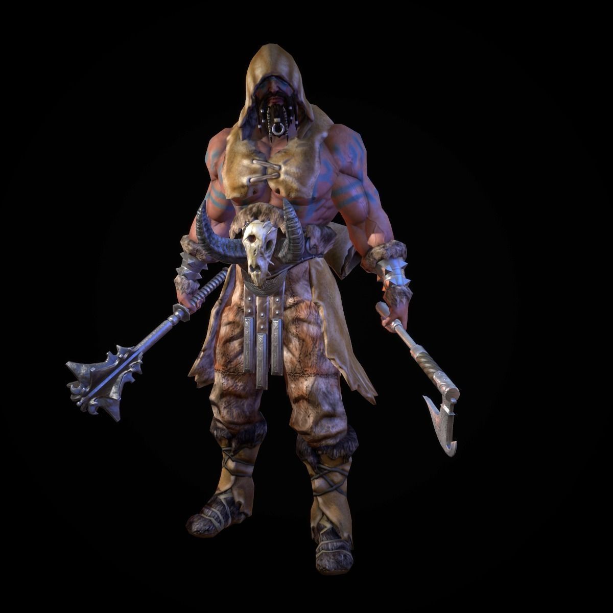 Character Barbarian Low-poly 3D model_2