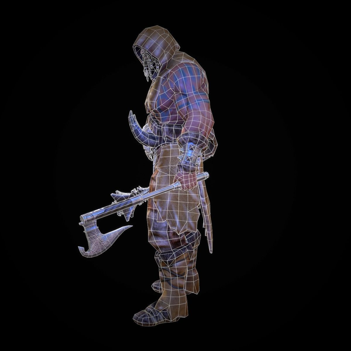 Character Barbarian Low-poly 3D model_6