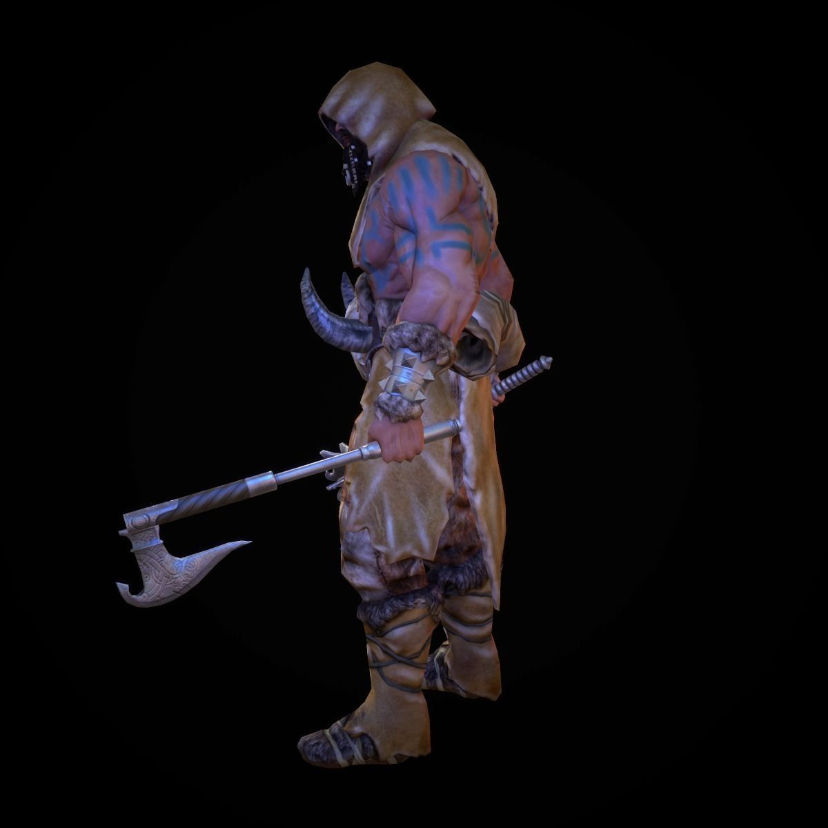 Character Barbarian Low-poly 3D model_3