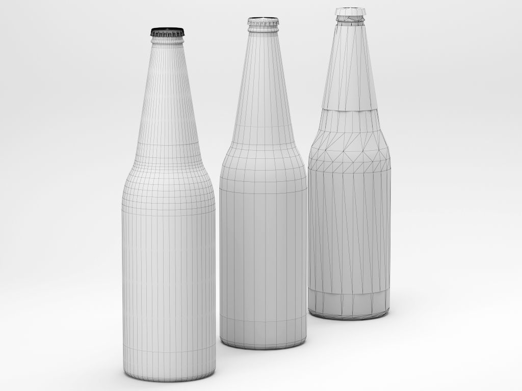Beer bottles Low-poly 3D model_8