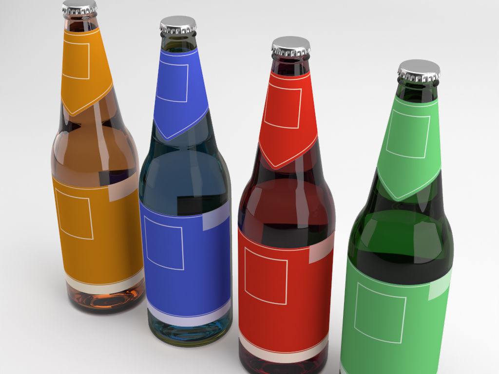 Beer bottles Low-poly 3D model_5