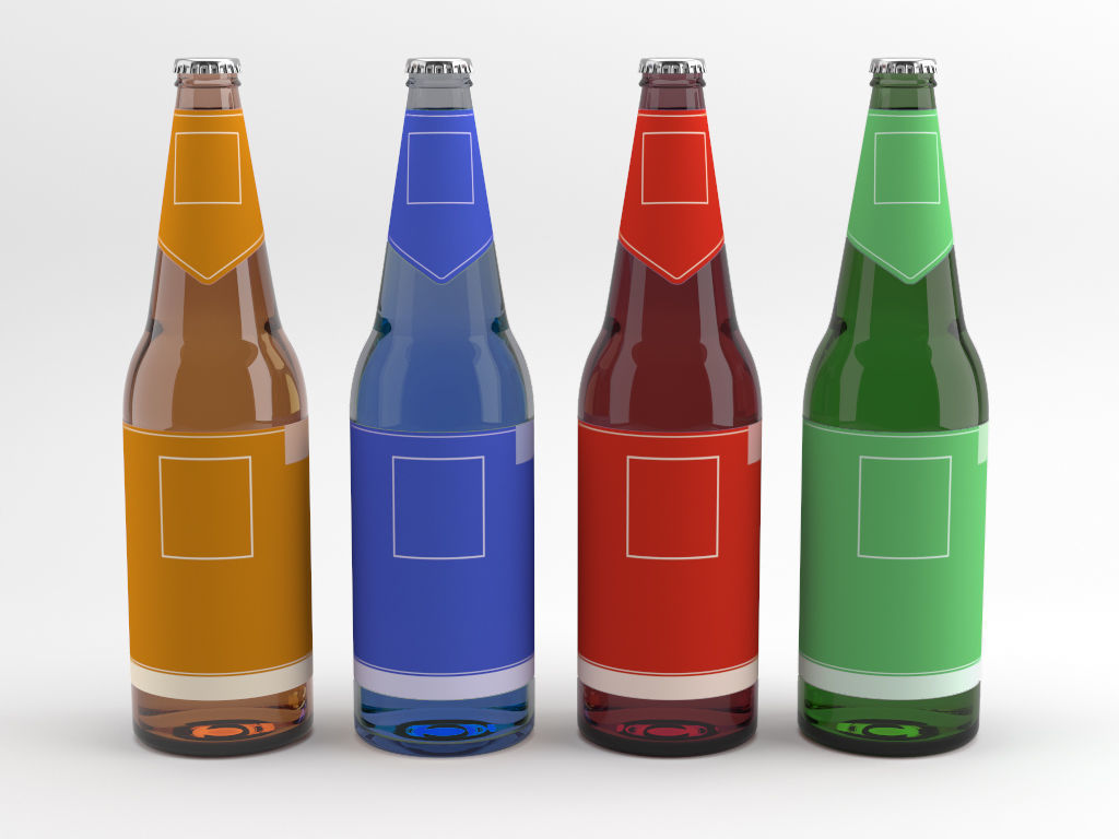 Beer bottles Low-poly 3D model_4