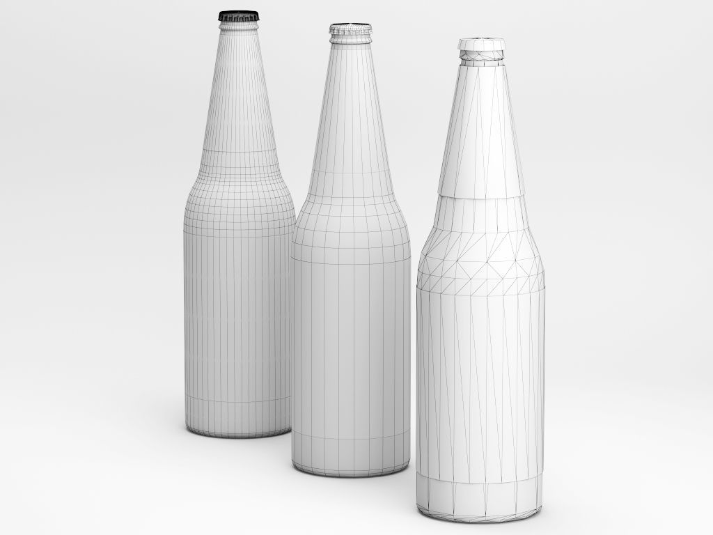 Beer bottles Low-poly 3D model_6