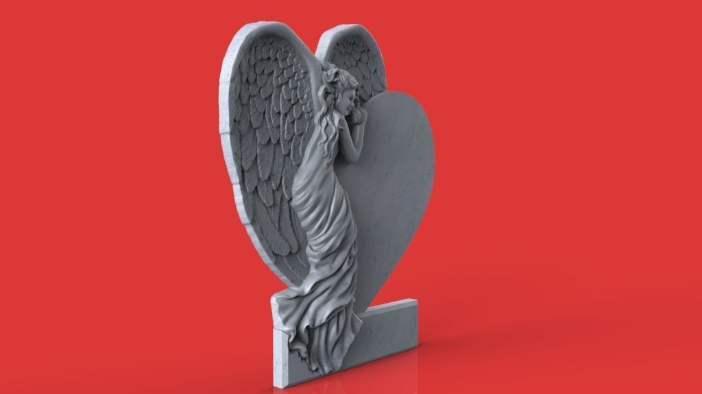 Memorial tombstone with  angel 3D print model_1