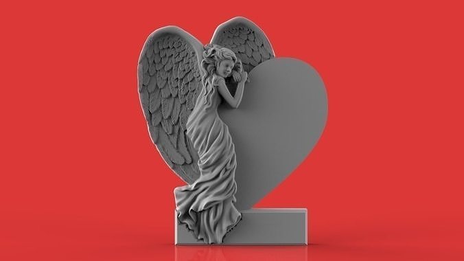 Memorial tombstone with  angel 3D print model