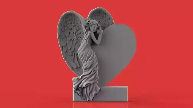 Memorial tombstone with  angel 3D print model