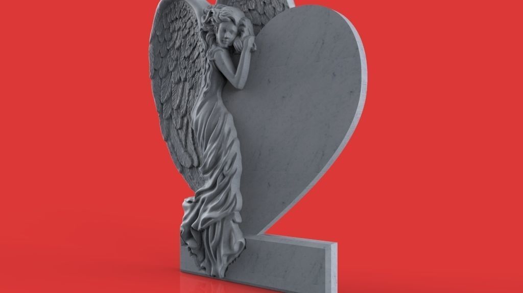 Memorial tombstone with  angel 3D print model_2