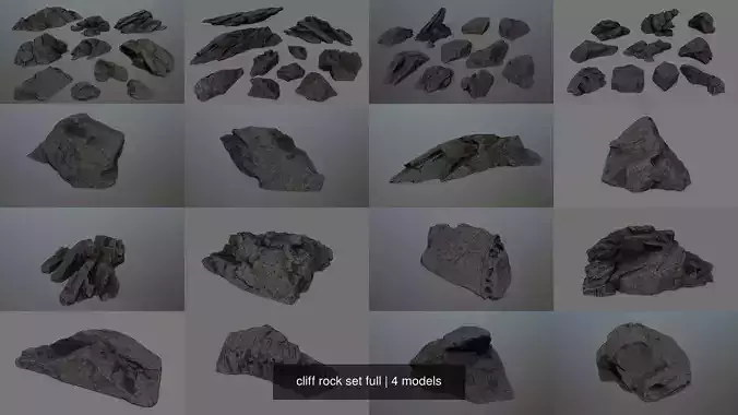 cliff rock set full 3D Model Collection