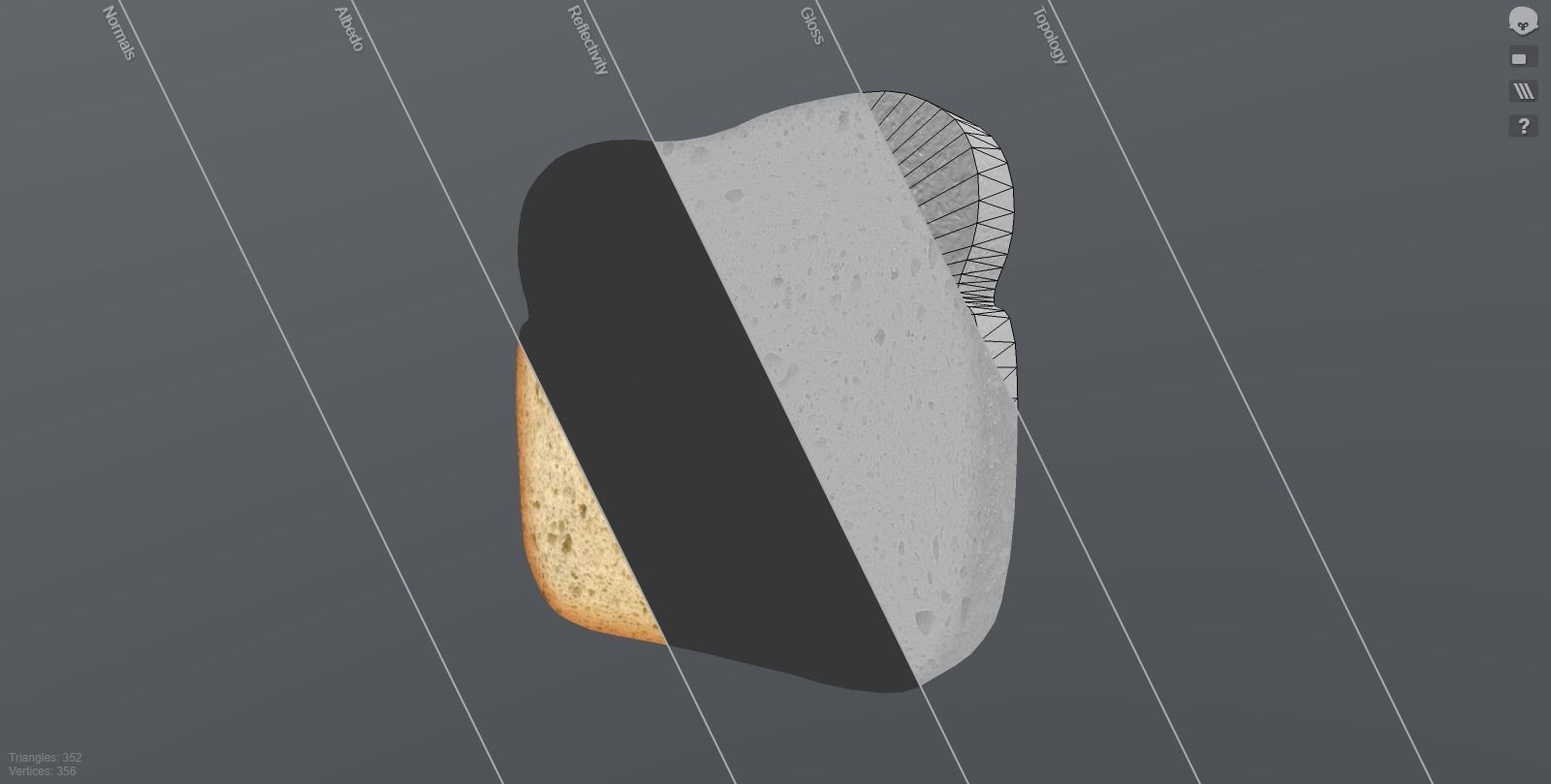Bread Slice White Low-poly 3D model_2