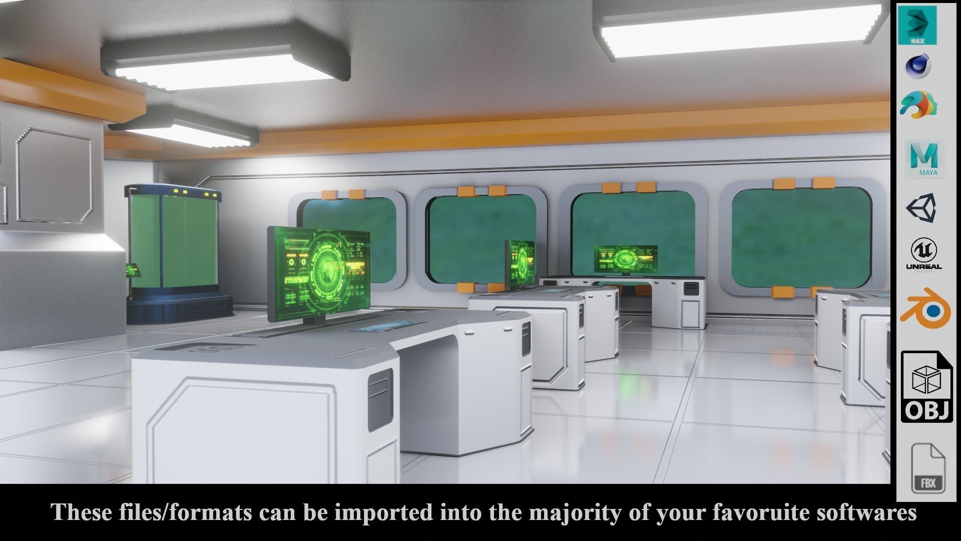 SF Lab with equipments - Low Poly - PBR - Game Ready Low-poly 3D model_4