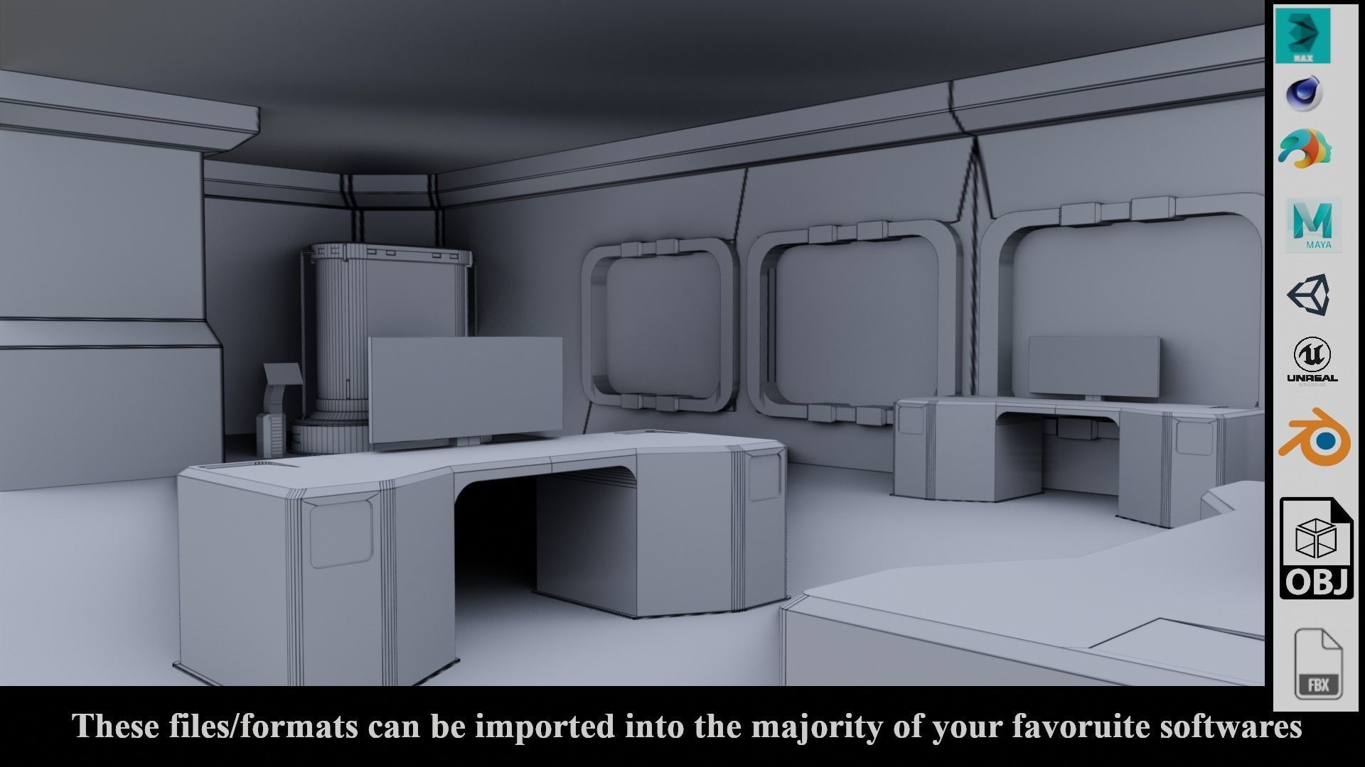 SF Lab with equipments - Low Poly - PBR - Game Ready Low-poly 3D model_7