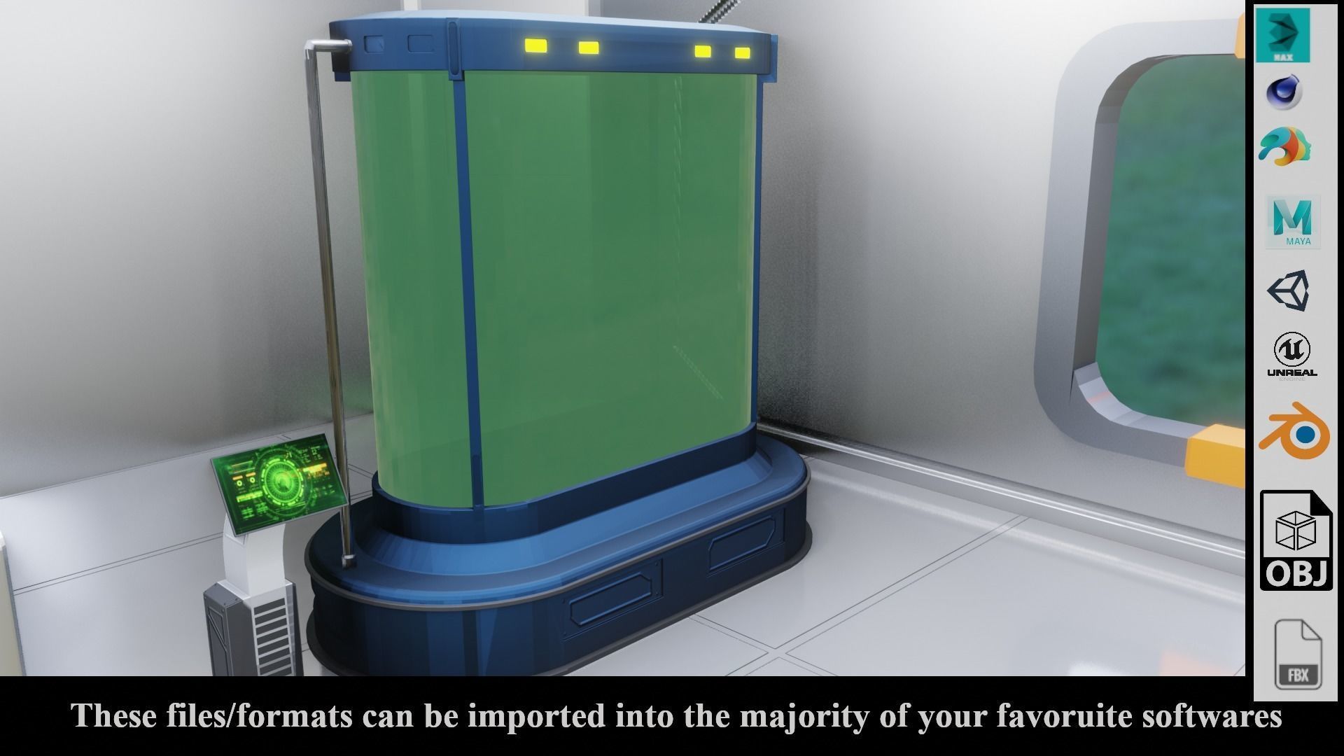 SF Lab with equipments - Low Poly - PBR - Game Ready Low-poly 3D model_26