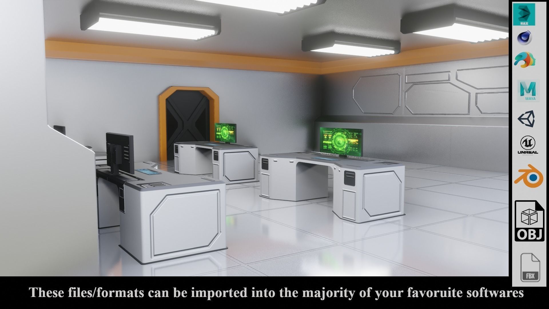 SF Lab with equipments - Low Poly - PBR - Game Ready Low-poly 3D model_14