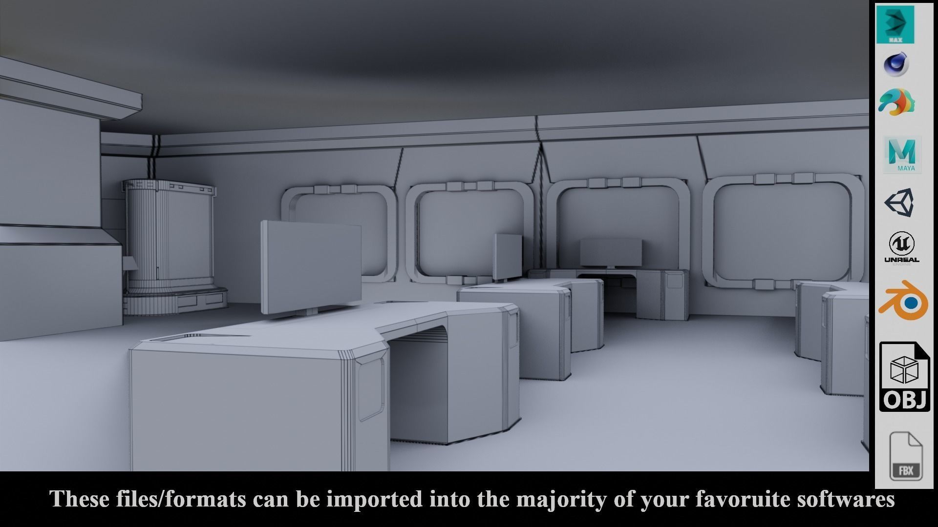 SF Lab with equipments - Low Poly - PBR - Game Ready Low-poly 3D model_5