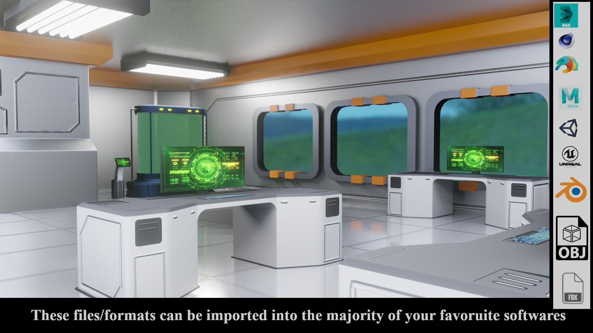 SF Lab with equipments - Low Poly - PBR - Game Ready Low-poly 3D model_6