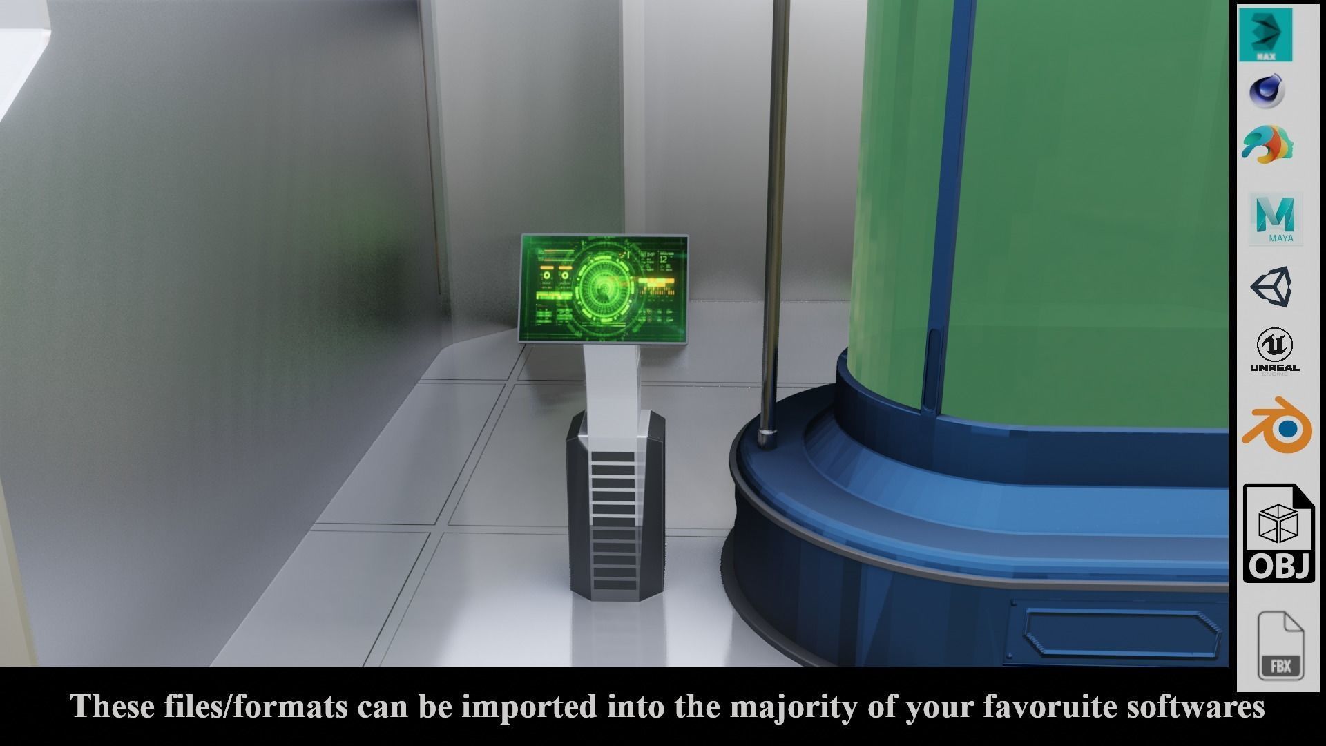 SF Lab with equipments - Low Poly - PBR - Game Ready Low-poly 3D model_28