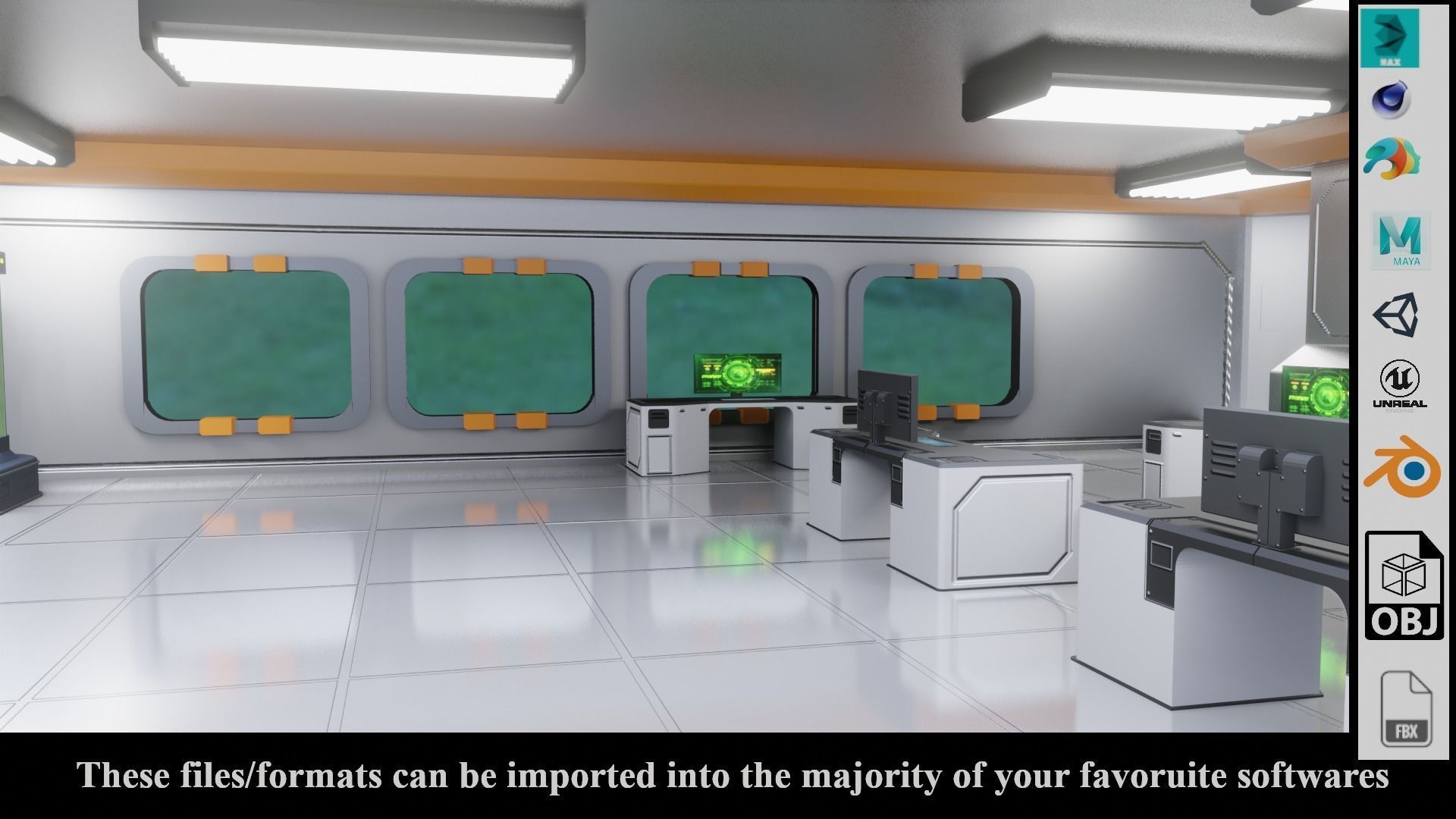 SF Lab with equipments - Low Poly - PBR - Game Ready Low-poly 3D model_2