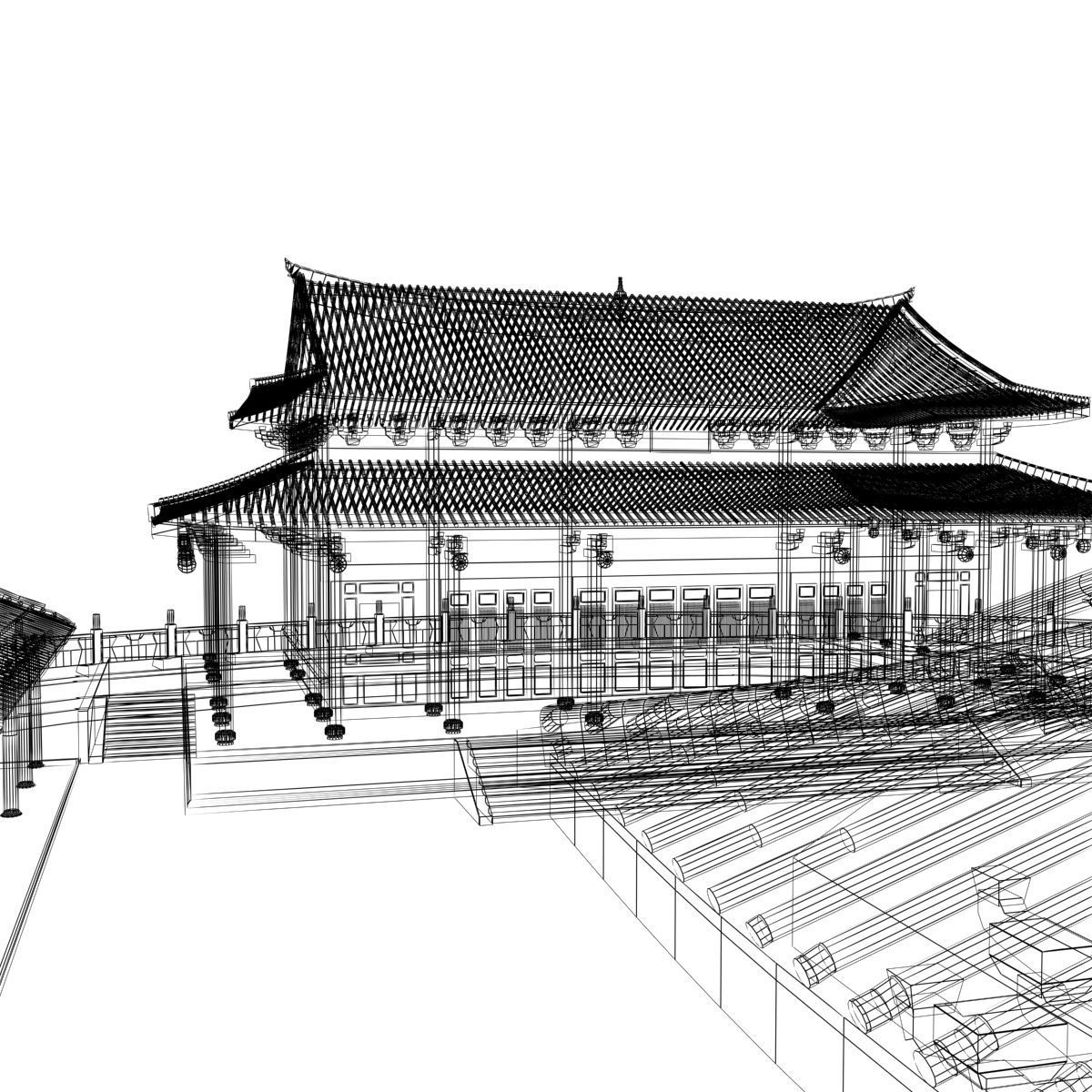 Chinese courtyard house 3D model_5