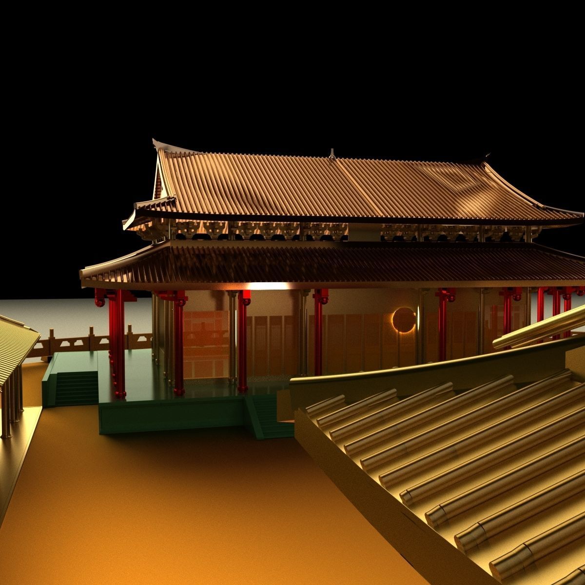 Chinese courtyard house 3D model_1