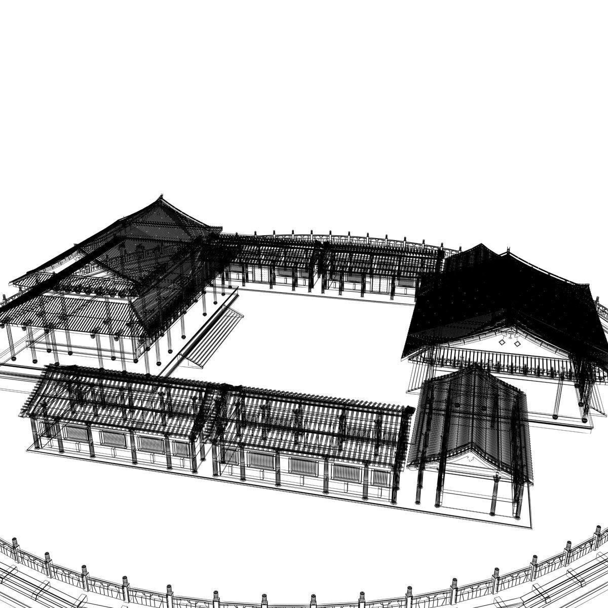 Chinese courtyard house 3D model_7