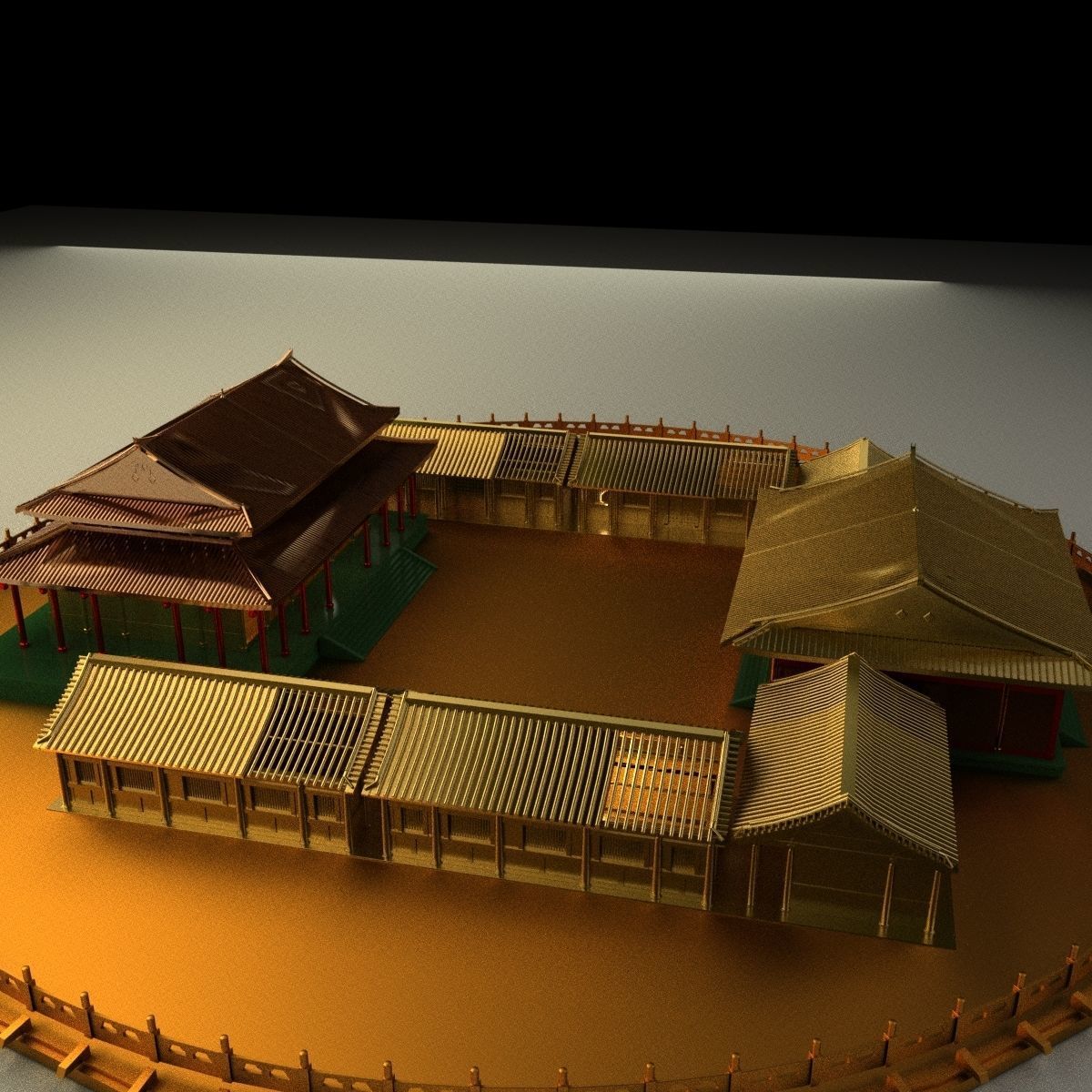 Chinese courtyard house 3D model_3