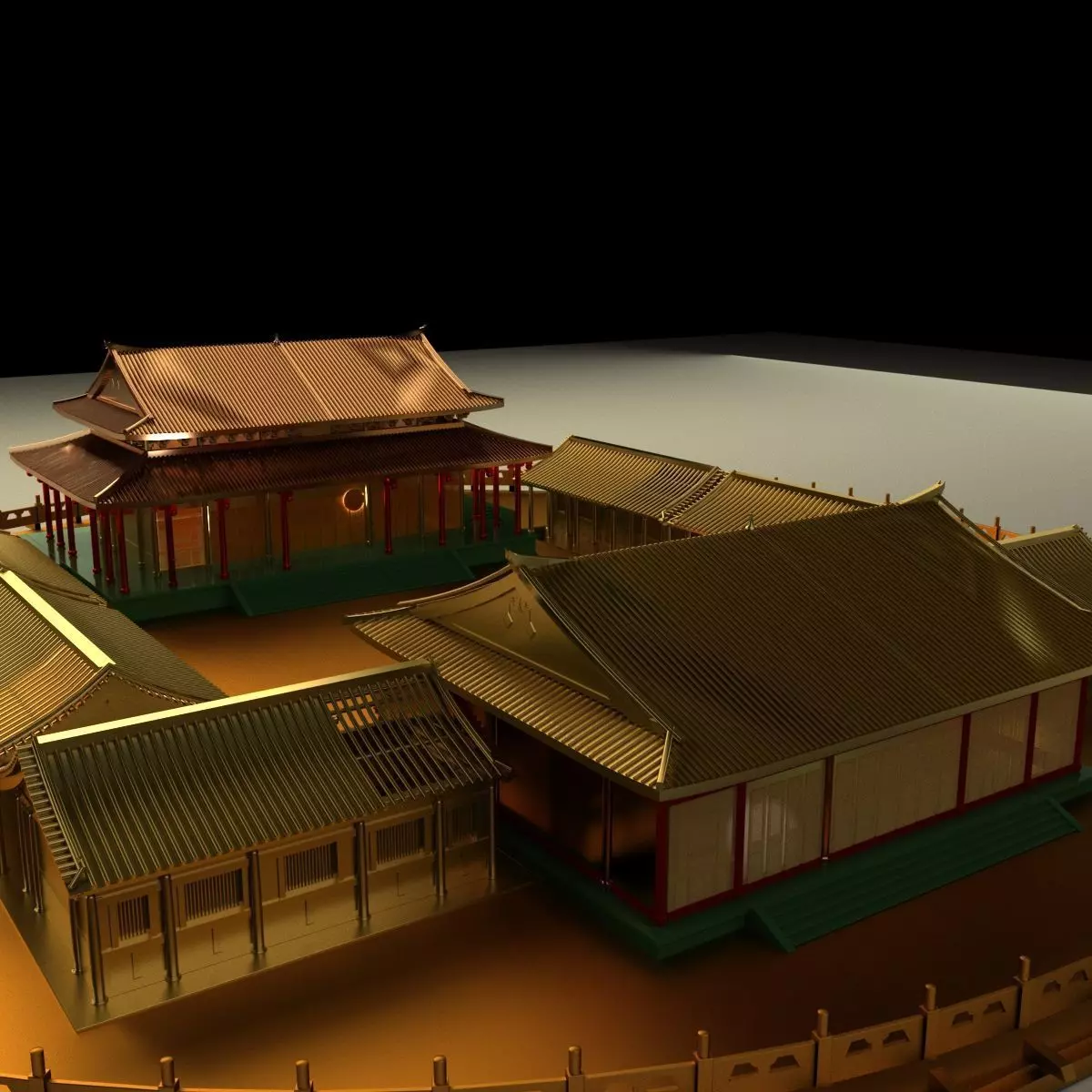 Chinese courtyard house 3D model_0