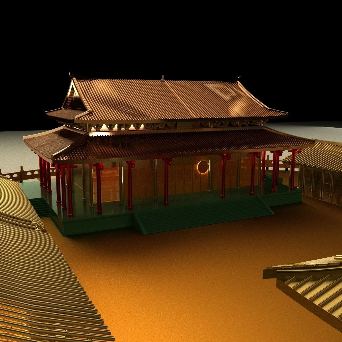 Chinese courtyard house 3D model_2
