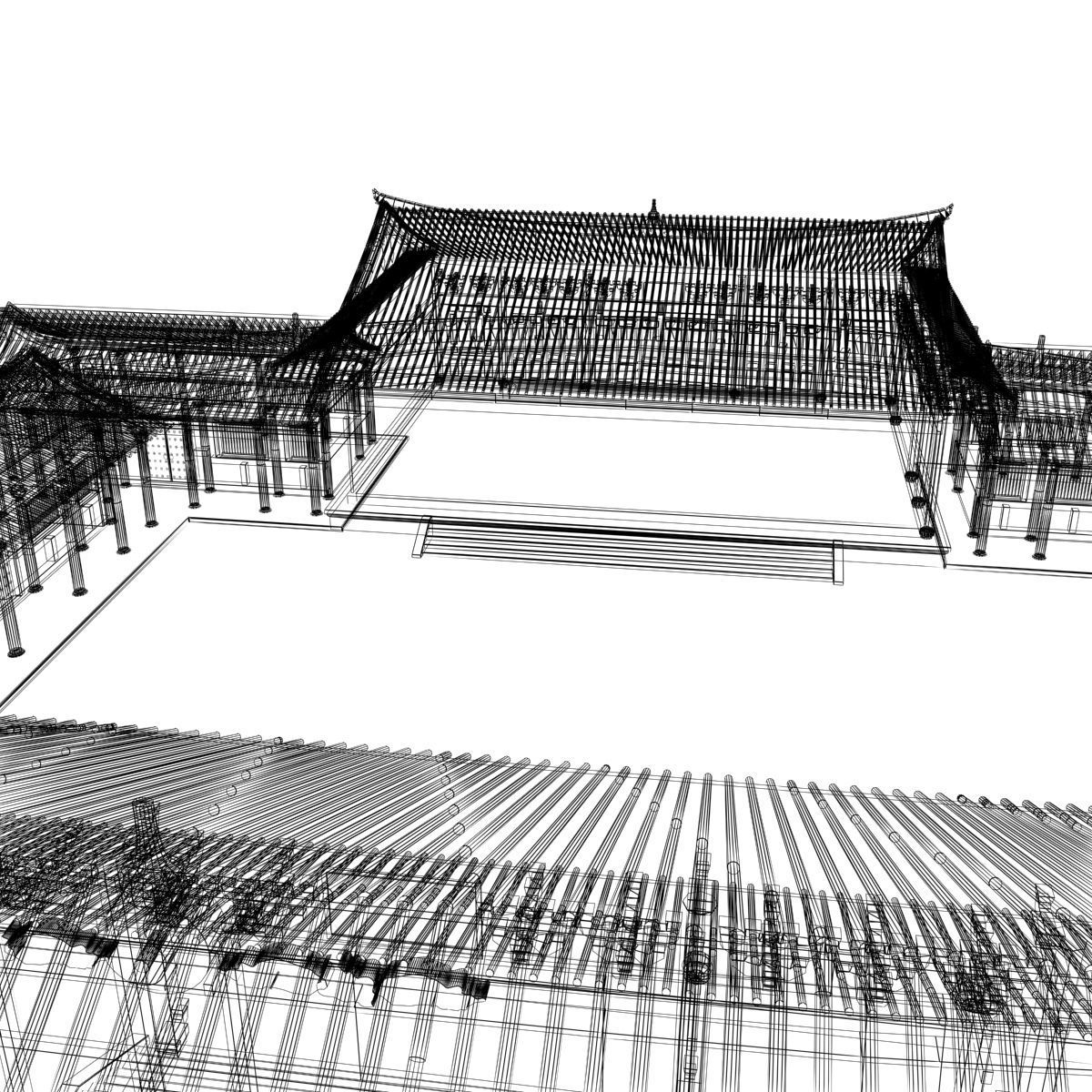 Chinese courtyard house 3D model_6