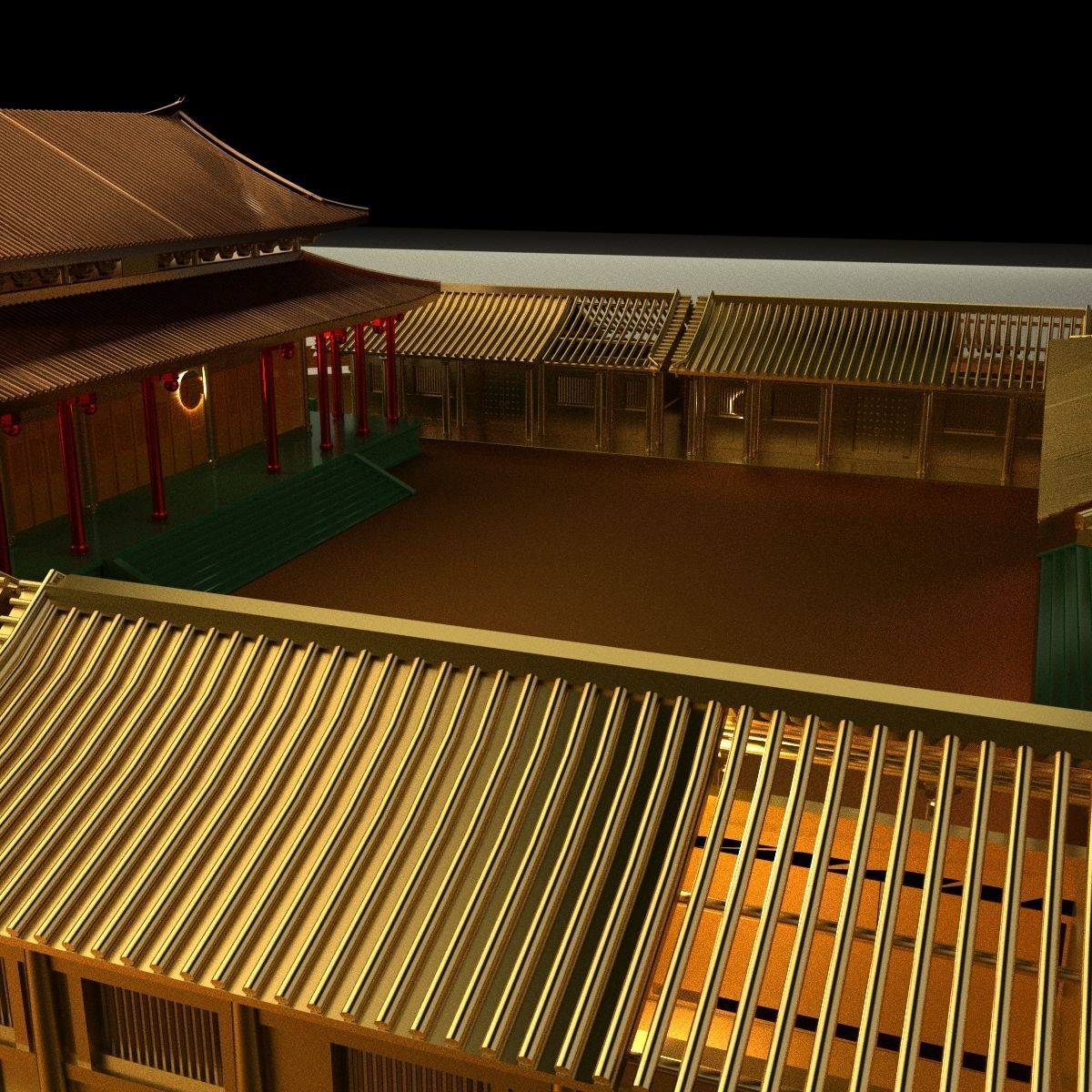 Chinese courtyard house 3D model_4
