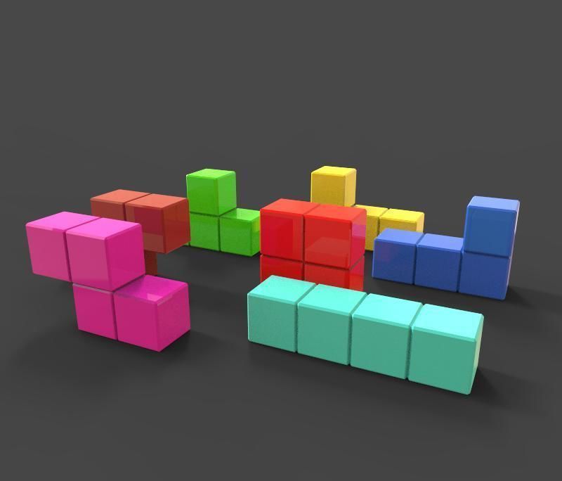 Tetris Blocks Low-poly 3D model_3