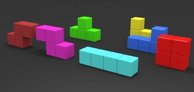Tetris Blocks Low-poly 3D model_1