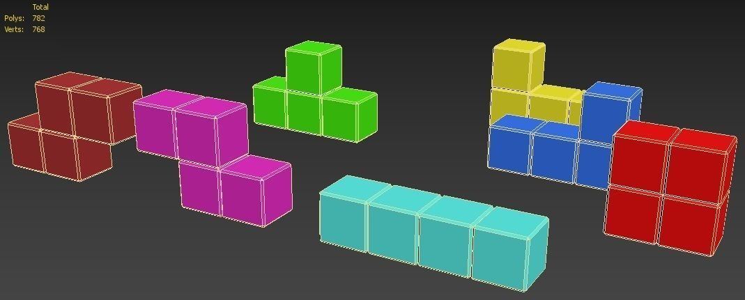Tetris Blocks Low-poly 3D model_2