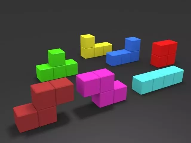 Tetris Blocks Low-poly 3D model_0