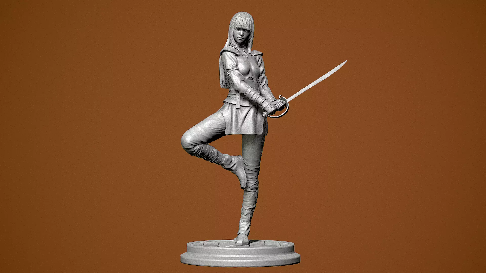 Girl with a sword 3D print model