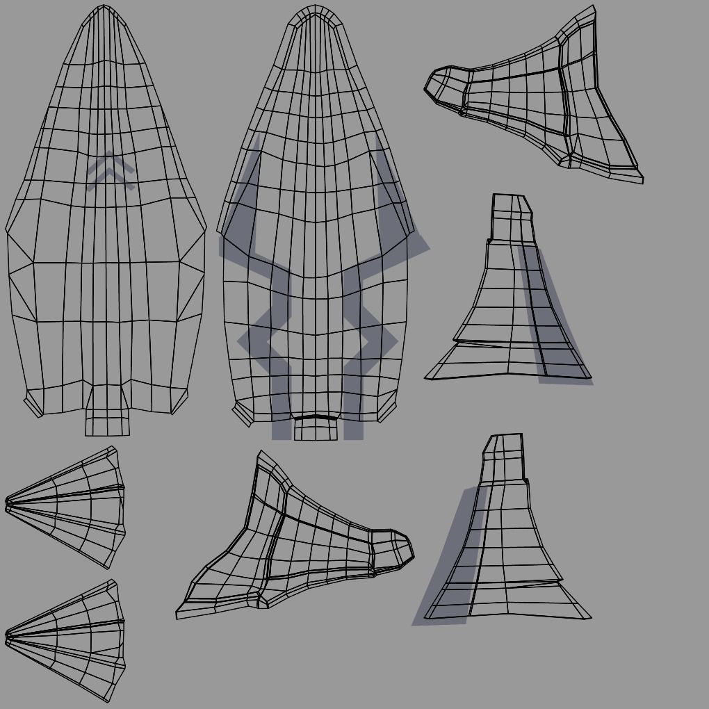 low poly Sci-fi Spaceship Low-poly 3D model_5