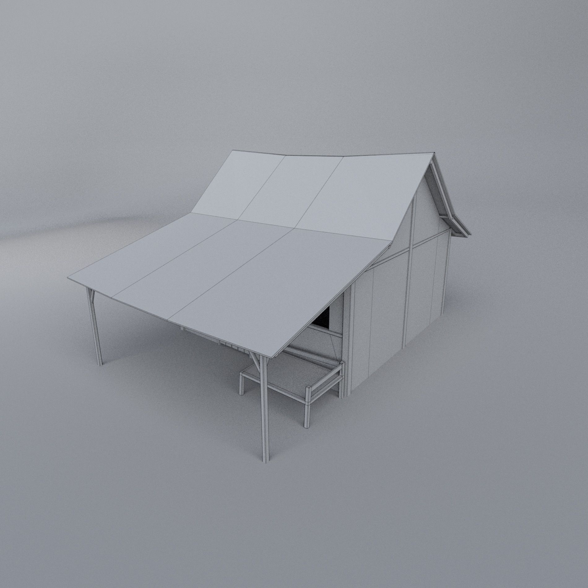 Small Hut with Bamboo Wall - 3D Model Low-poly 3D model_6
