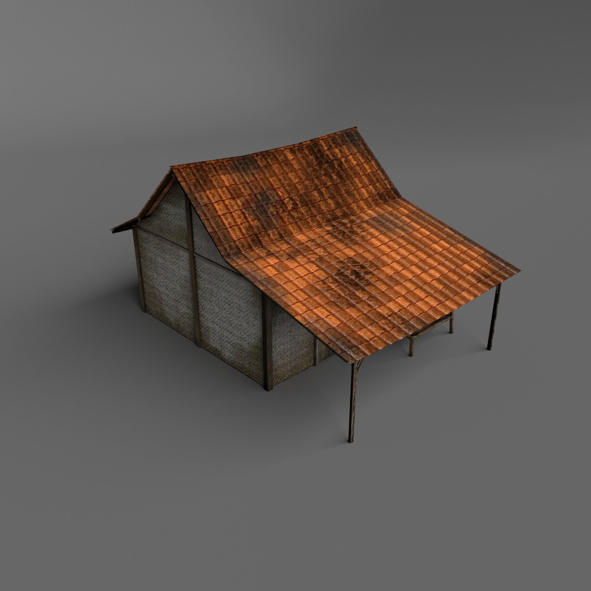 Small Hut with Bamboo Wall - 3D Model Low-poly 3D model_1