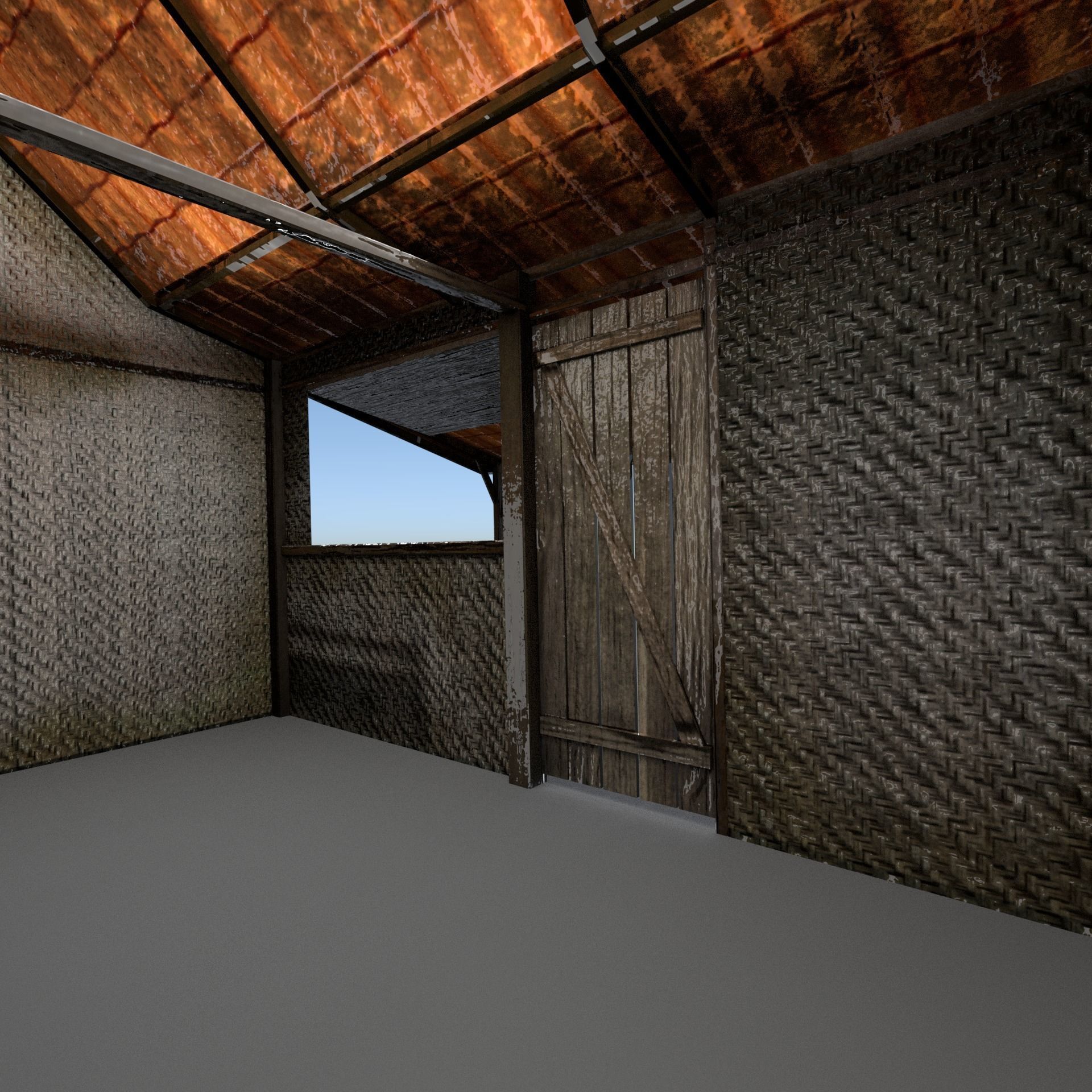 Small Hut with Bamboo Wall - 3D Model Low-poly 3D model_3