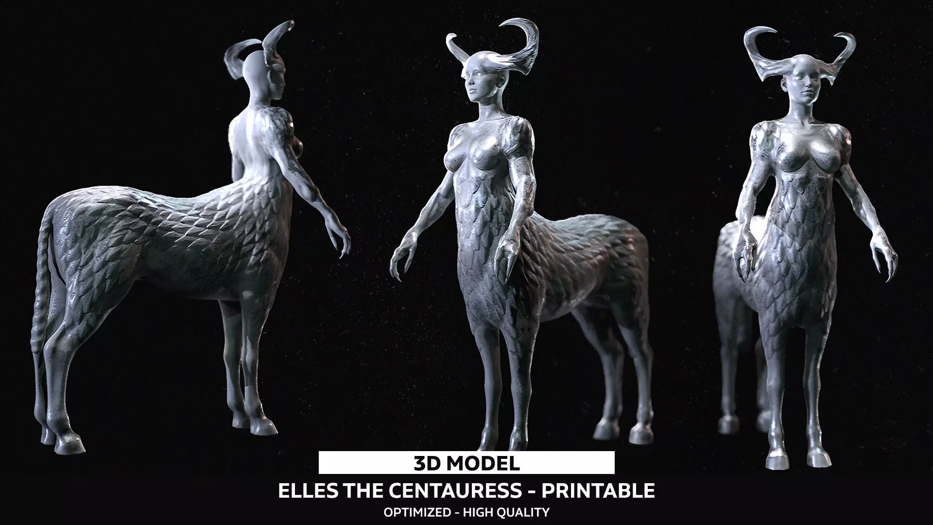 Elles The Centauress Low-poly 3D model_0