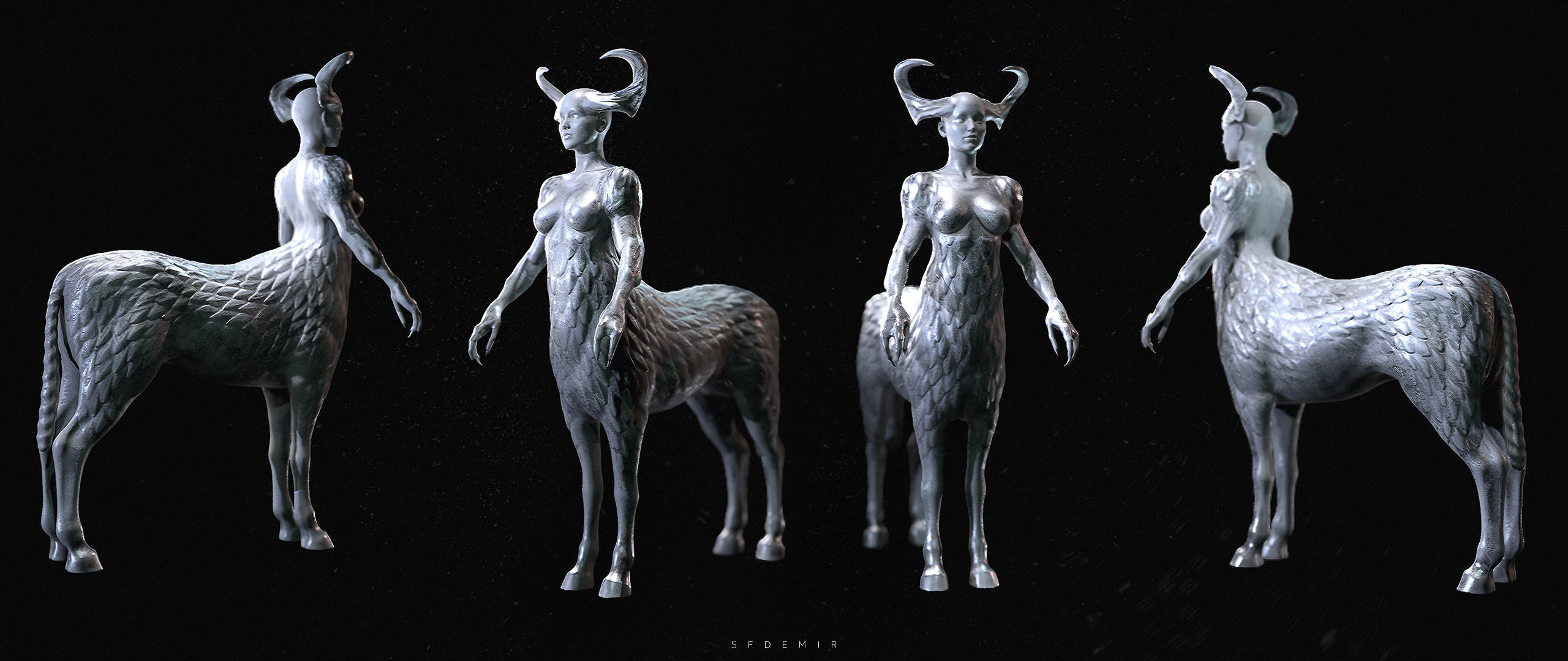 Elles The Centauress Low-poly 3D model_5