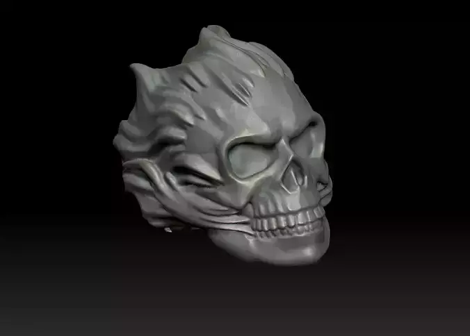 Flamed Skull Ring  3d print model