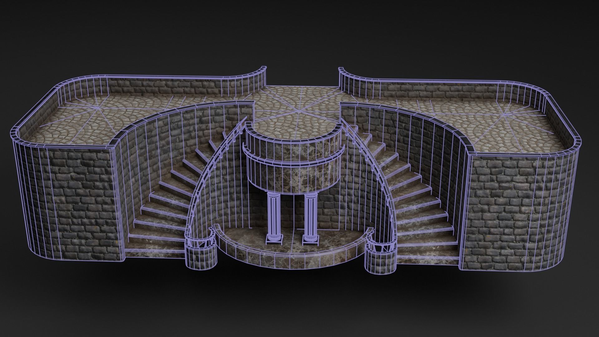 Spiral Stairs Low-poly 3D model_1